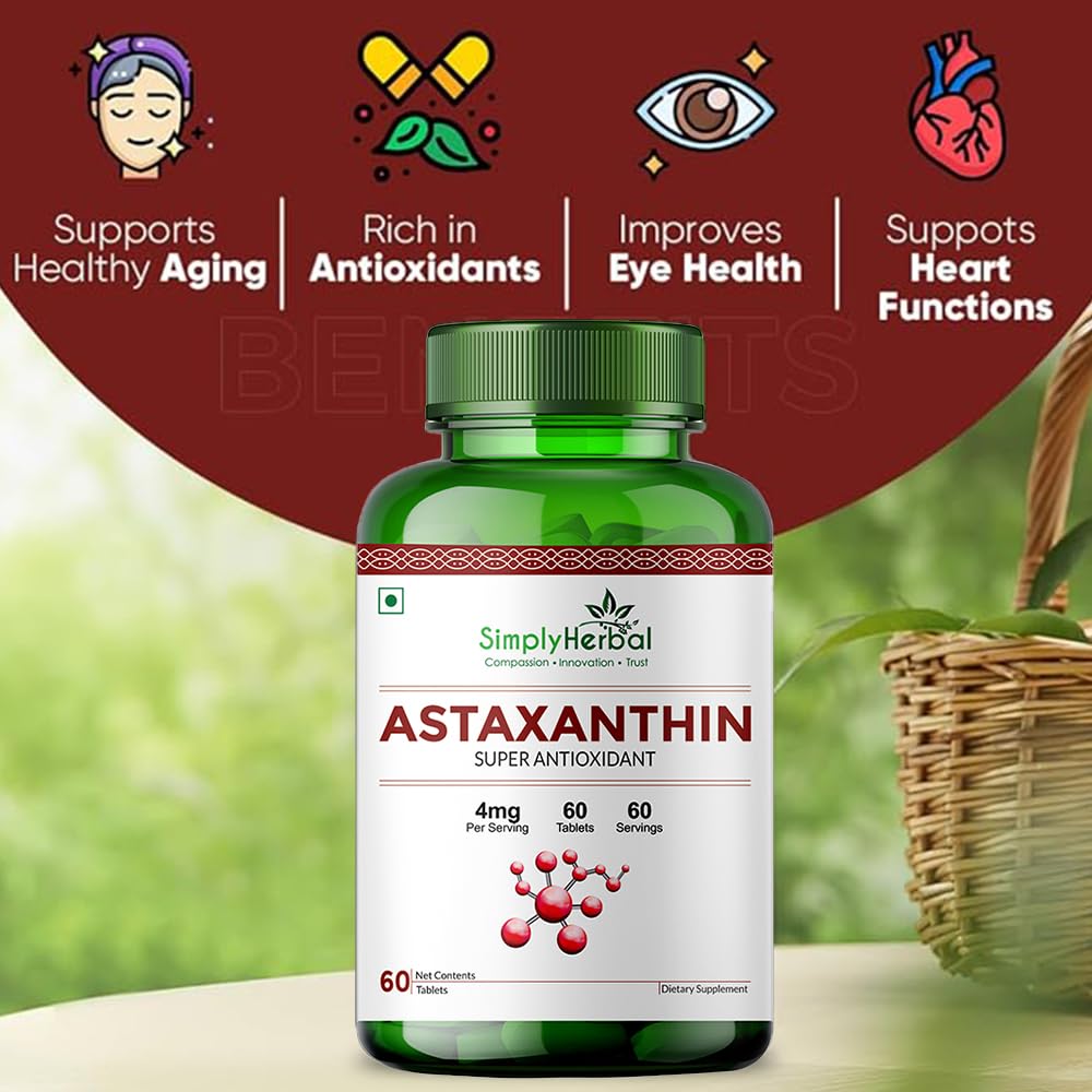 Simply Herbal Astaxanthin 4mg | 60 Veg Tablets