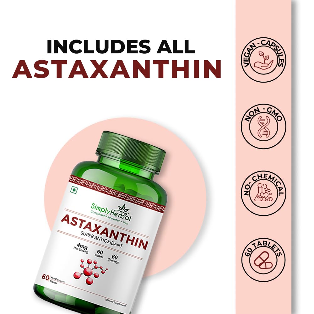 Simply Herbal Astaxanthin 4mg | 60 Veg Tablets
