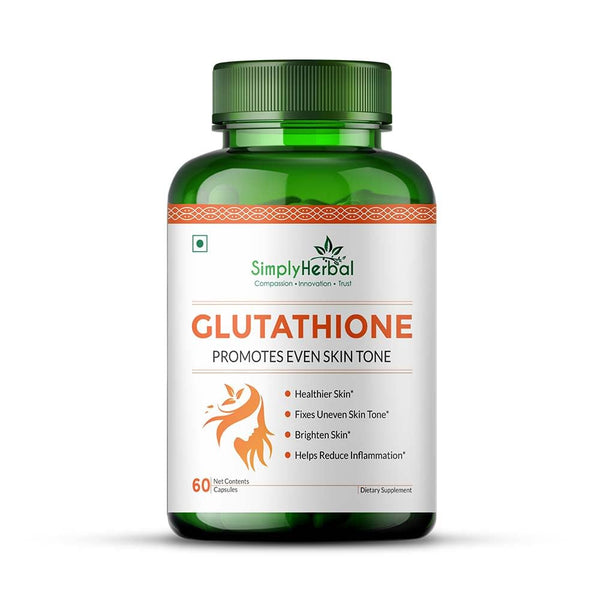 Simply Herbal Glutathione Capsules | Vitamins C & E, Grape Seed Extract | 60 Capsules