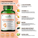 Simply Herbal Glutathione Capsules | Vitamins C & E, Grape Seed Extract | 60 Capsules