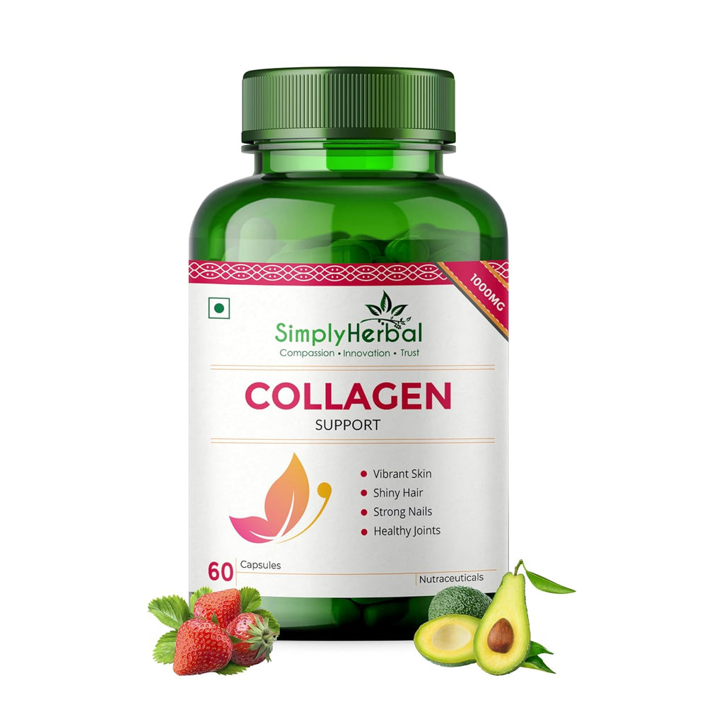 Simply Herbal Plant-Based Collagen Builder 1000mg | Biotin & Vitamin C | 60 Capsules