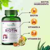 Simply Herbal Plant-Based Biotin | Keratin, Calcium, Vitamin B7 & Bamboo Extract | 60 Tablets