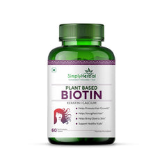 Simply Herbal Plant-Based Biotin | Keratin, Calcium, Vitamin B7 & Bamboo Extract | 60 Tablets
