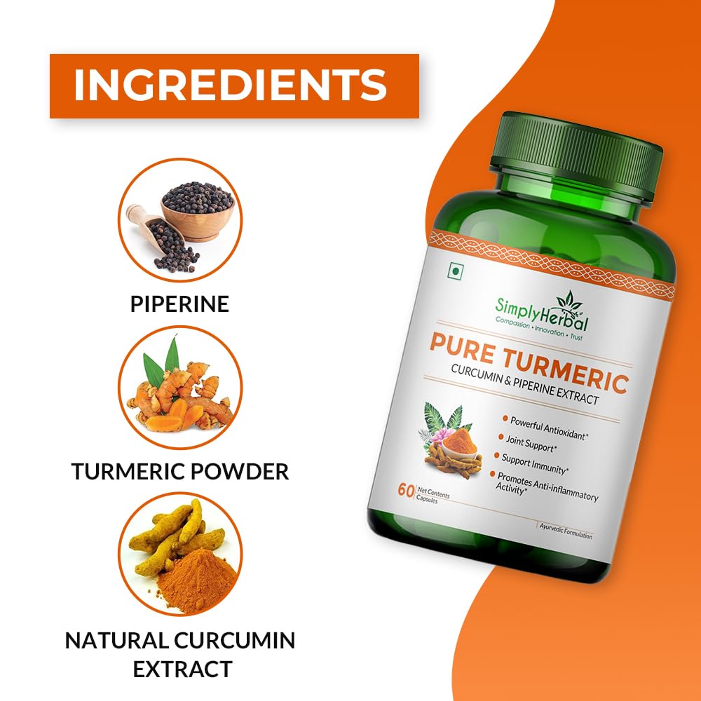 Simply Herbal Turmeric Curcumin & Piperine Extract 800mg | 60 Capsules