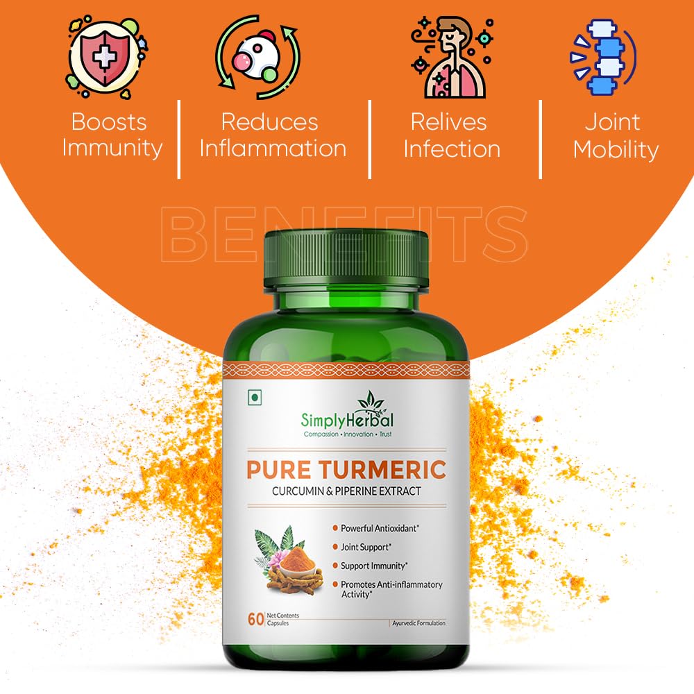 Simply Herbal Turmeric Curcumin & Piperine Extract 800mg | 60 Capsules
