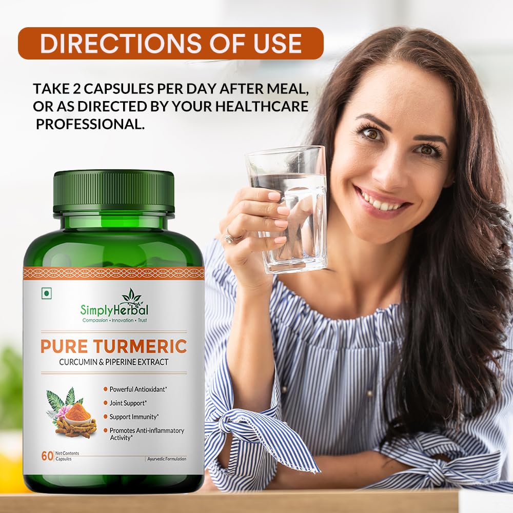 Simply Herbal Turmeric Curcumin & Piperine Extract 800mg | 60 Capsules