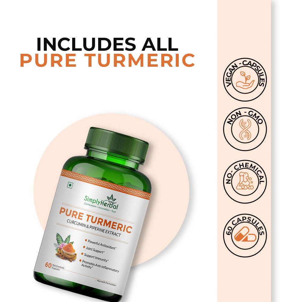 Simply Herbal Turmeric Curcumin & Piperine Extract 800mg | 60 Capsules