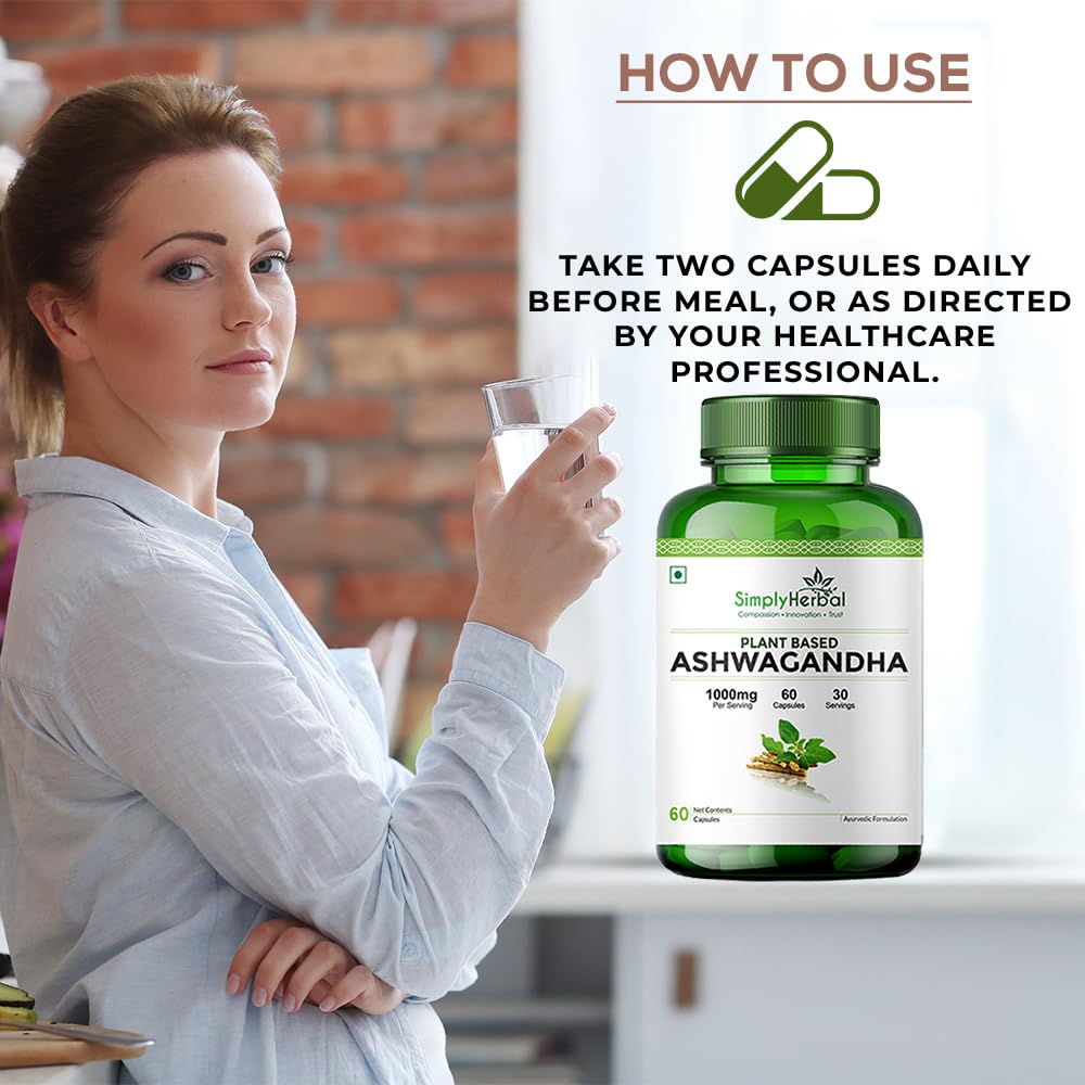 Simply Herbal Ashwagandha | 1000mg | 60 Veg Capsules