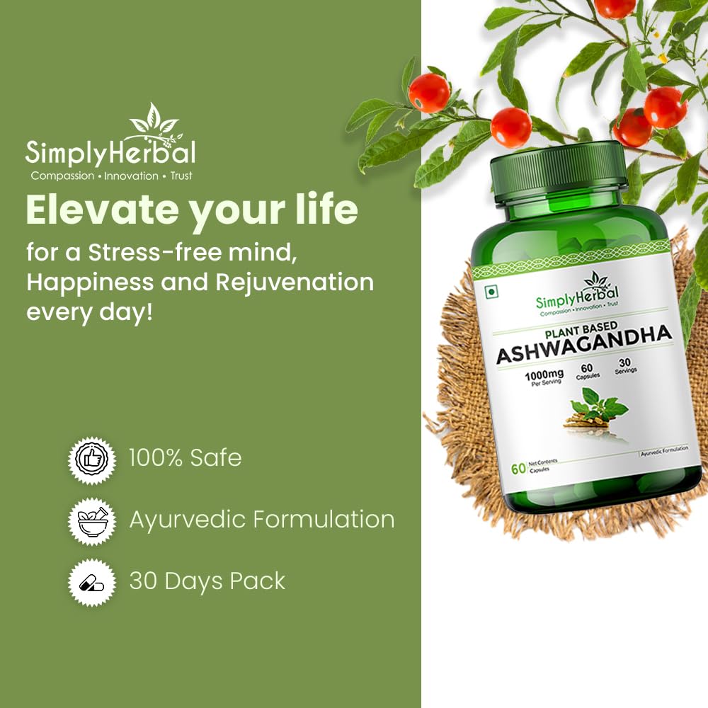 Simply Herbal Ashwagandha | 1000mg | 60 Veg Capsules