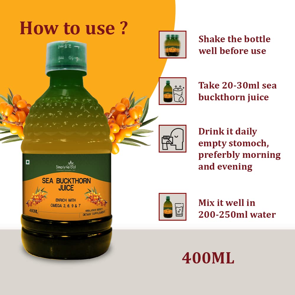 Simply Herbal Sea Buckthorn 400ml Drink | Vitamin C | Himalayan Berries