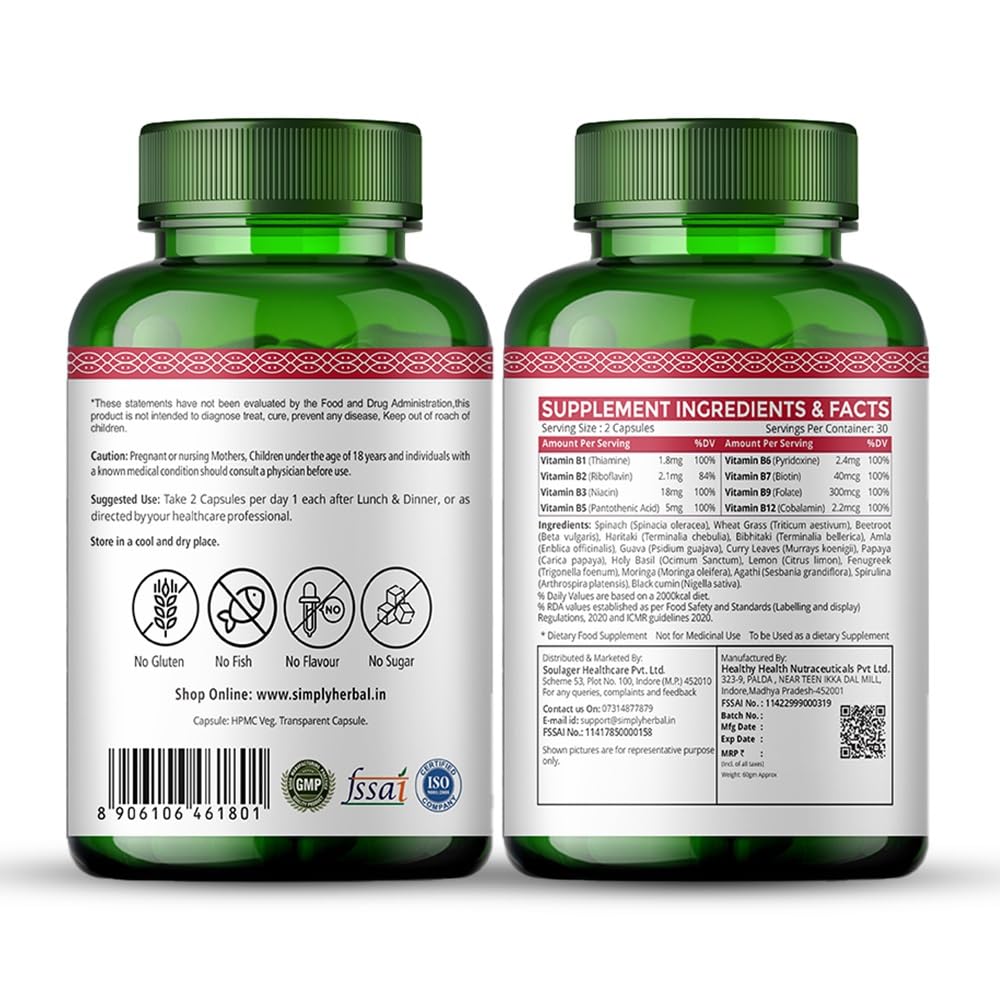 Simply Herbal Plant-Based Vitamin B Complex | 60 Capsules