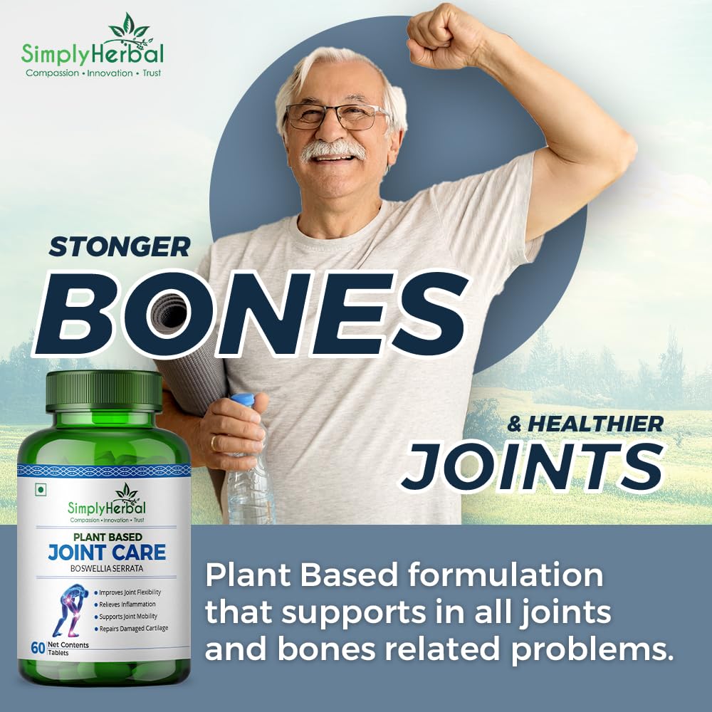 Simply Herbal Joint Care Tablets | Moringa, Boswellia Serrata & Green Amla | 60 Tablets