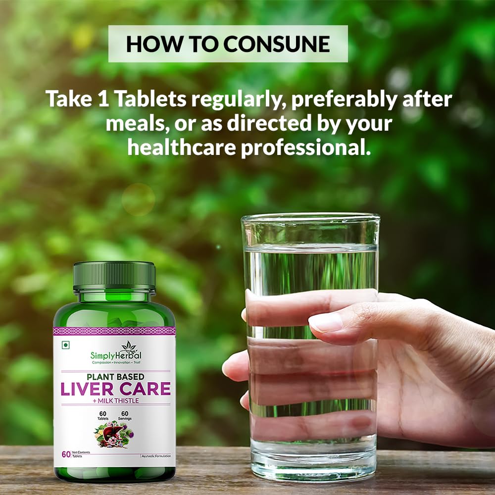 Simply Herbal Plant-Based Milk Thistle Extract | Dandelion, Drumstick & Green Turmeric | 60 Tablets