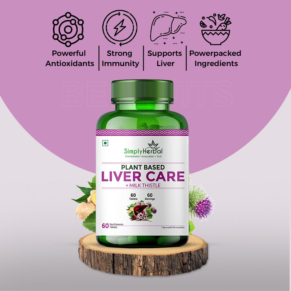 Simply Herbal Plant-Based Milk Thistle Extract | Dandelion, Drumstick & Green Turmeric | 60 Tablets