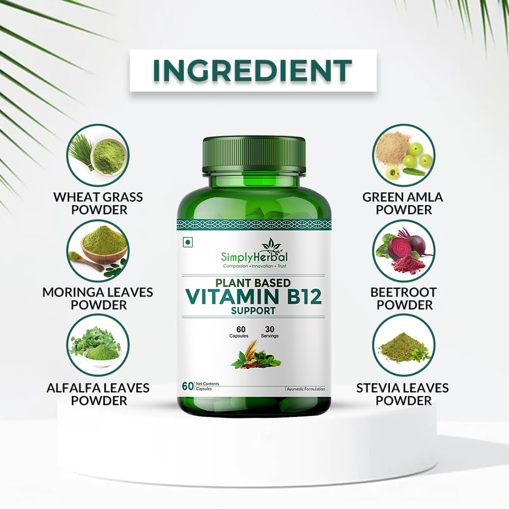 Simply Herbal Plant-Based Vitamin B12 | 60 Capsules