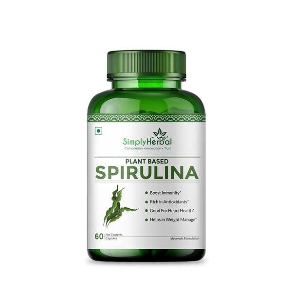 Simply Herbal Spirulina Capsules | Natural Superfood | 60 Count