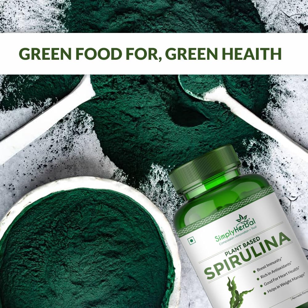 Simply Herbal Spirulina Capsules | Natural Superfood | 60 Count