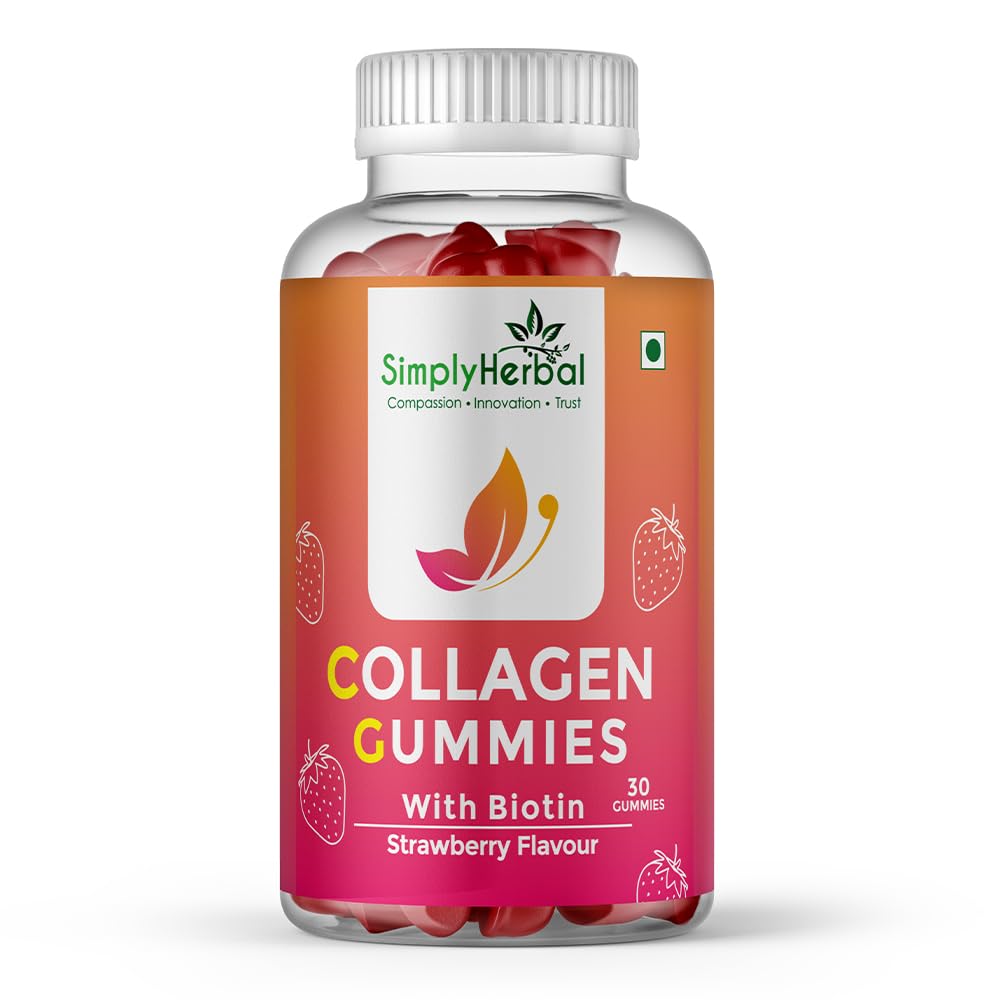 Simply Herbal Skin Collagen Gummies | Biotin & Hyaluronic Acid | 30 Gummies
