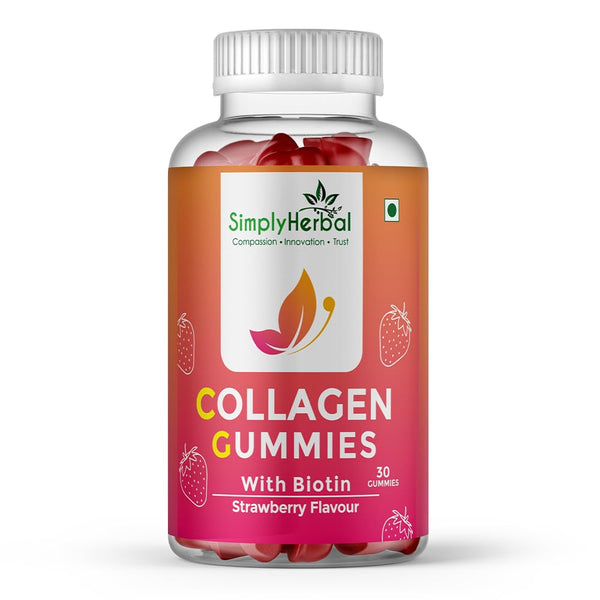 Simply Herbal Skin Collagen Gummies | Biotin & Hyaluronic Acid | 30 Gummies