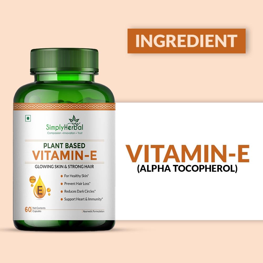 Simply Herbal Plant-Based Vitamin E | 10mg | 60 Capsules