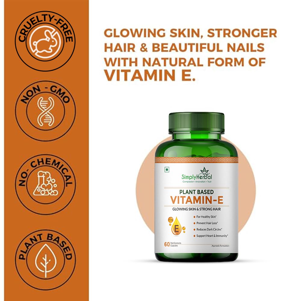Simply Herbal Plant-Based Vitamin E | 10mg | 60 Capsules