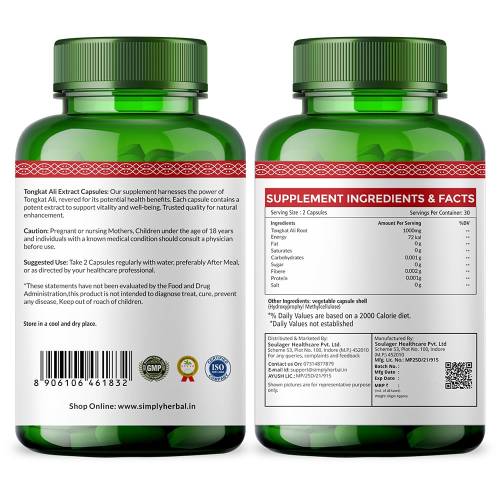 Simply Herbal Tongkat Ali | 1000mg | 60 Veg Capsules