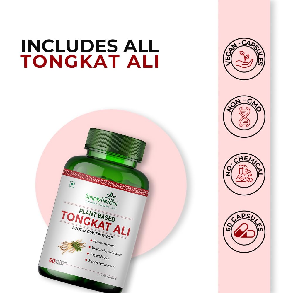 Simply Herbal Tongkat Ali | 1000mg | 60 Veg Capsules