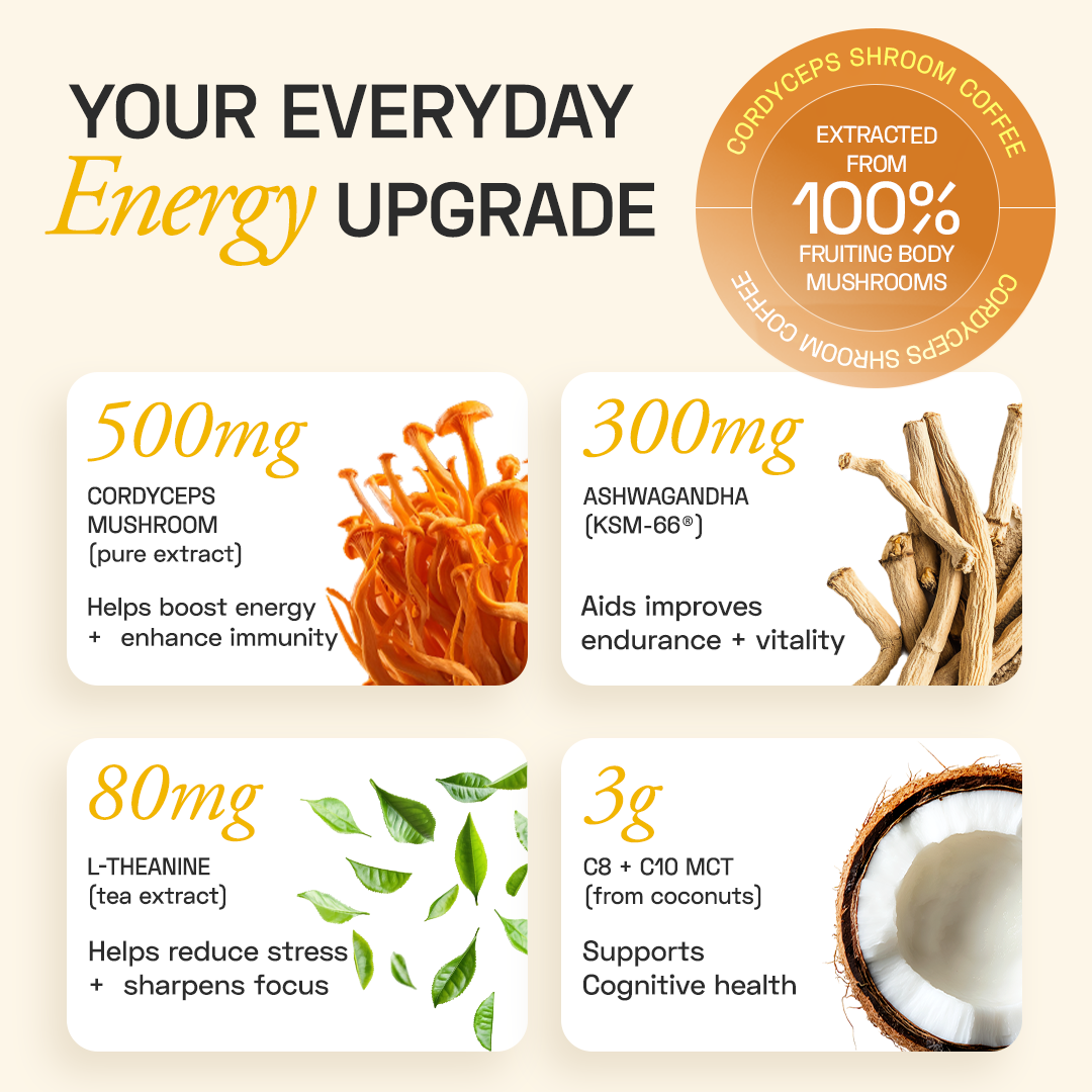 Ace Blend Cordyceps Shroom Coffee Boosts Immunity & Energy - 5 Servings