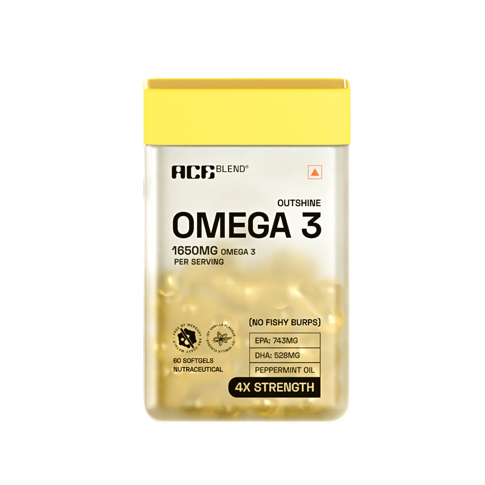 Ace Blend Outshine Omega 3 Fish Oil 1650 Mg with 743 EPA & 528 DHA - 60 Servings