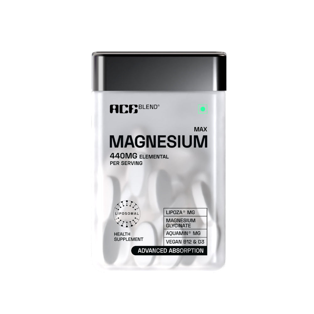 Ace Blend Max Magnesium 1600mg Triple Complex Calcium Vitamin B12 & D3 - 60 Servings