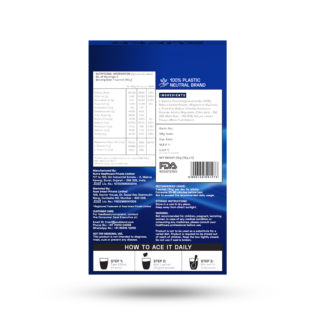 Ace Blend Swift Sleep Natural Sleep Supplement With Magnesium L-Theanine And Glycine - 5 Servings