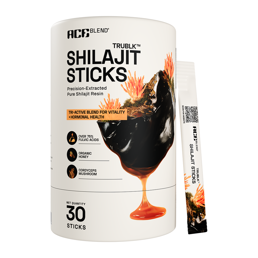 Ace Blend TRUBLK Shilajit Sticks With Over 75% Fulvic Acid & 80+ Trace Minerals - 30 Servings
