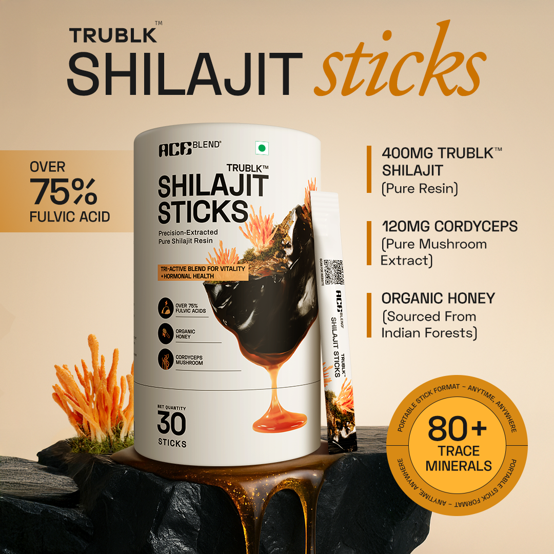 Ace Blend TRUBLK Shilajit Sticks With Over 75% Fulvic Acid & 80+ Trace Minerals - 30 Servings