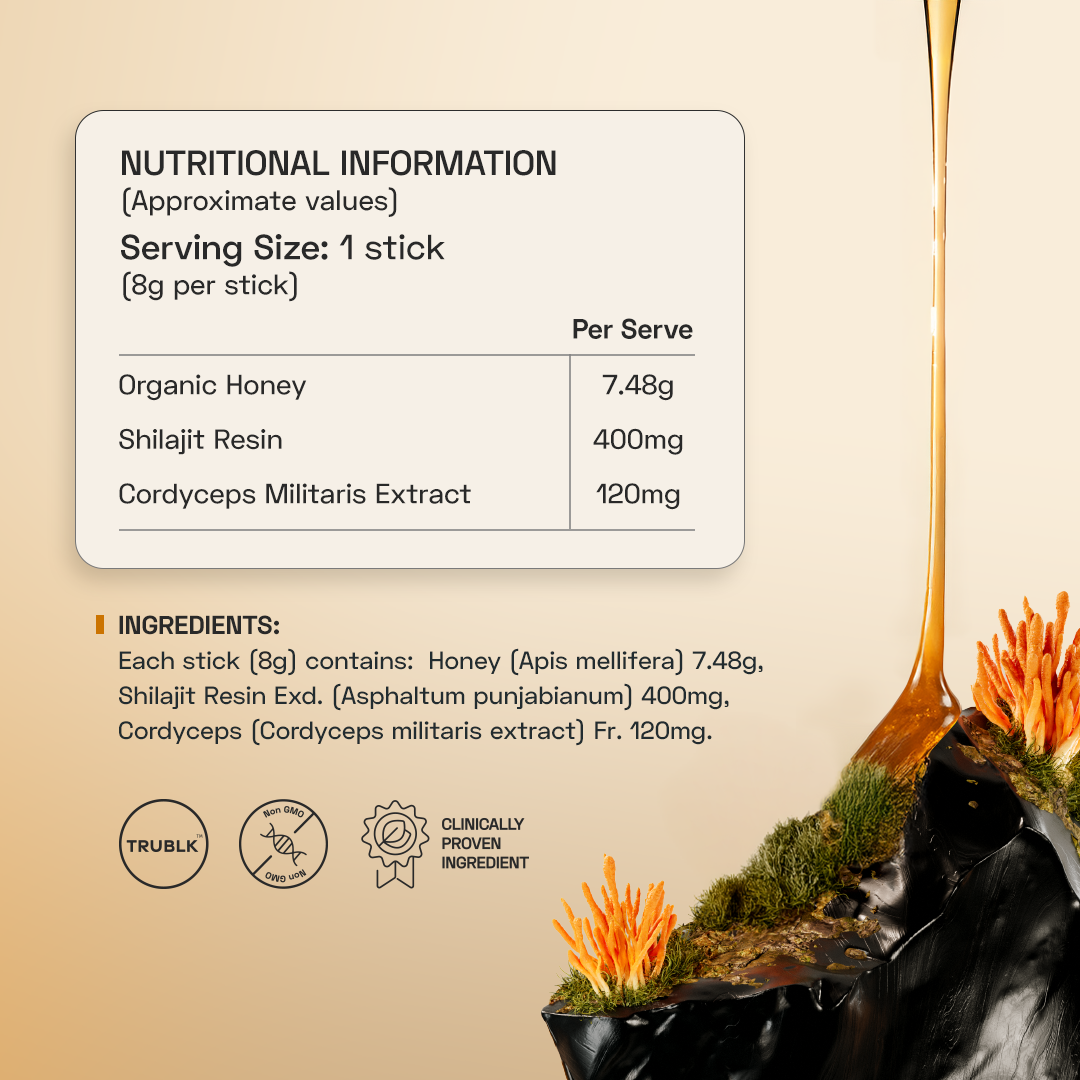 Ace Blend TRUBLK Shilajit Sticks With Over 75% Fulvic Acid & 80+ Trace Minerals - 5 Servings