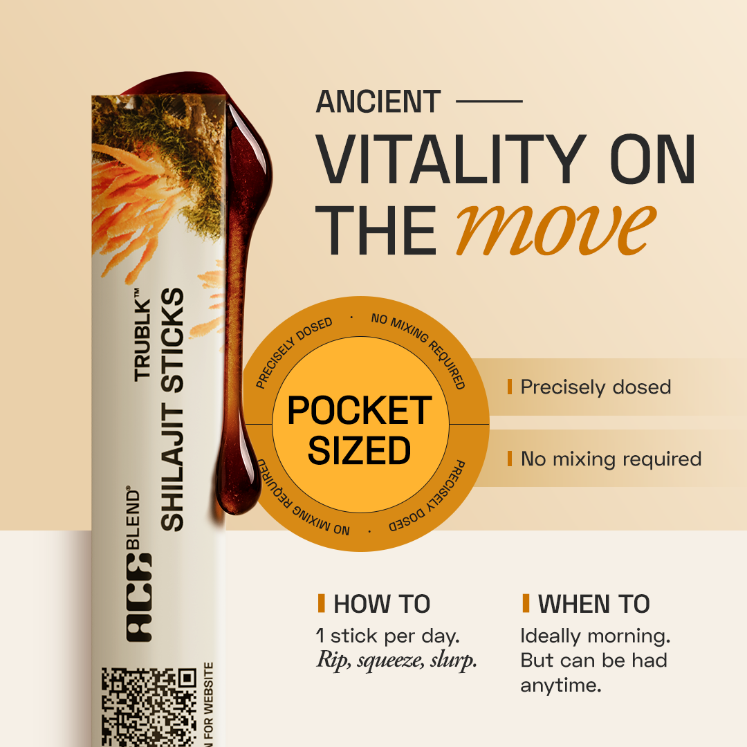 Ace Blend TRUBLK Shilajit Sticks With Over 75% Fulvic Acid & 80+ Trace Minerals - 5 Servings