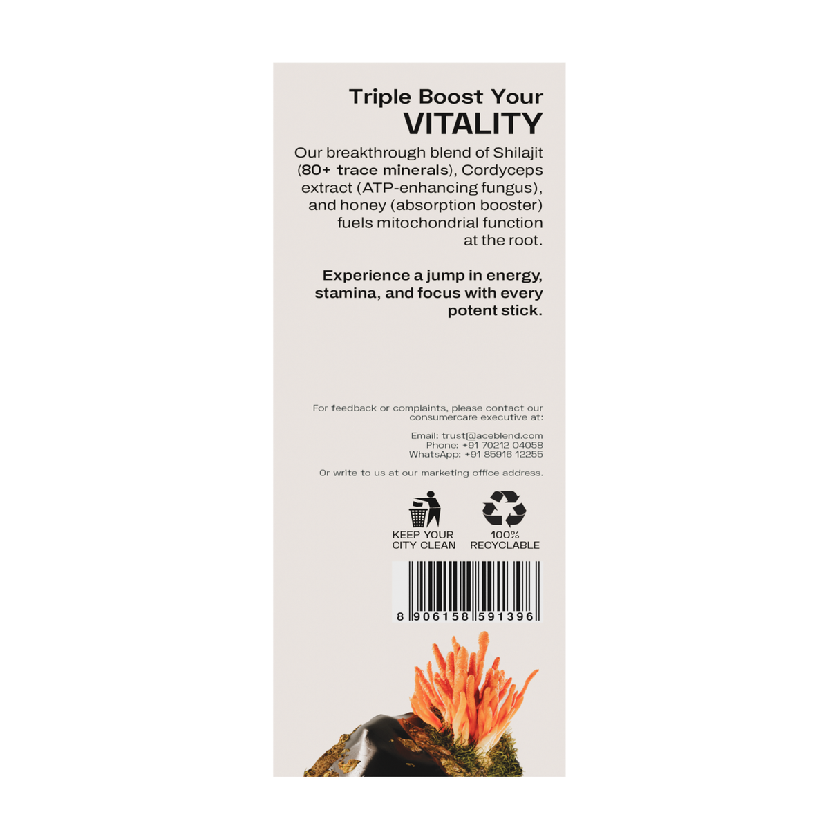 Ace Blend TRUBLK Shilajit Sticks With Over 75% Fulvic Acid & 80+ Trace Minerals - 5 Servings