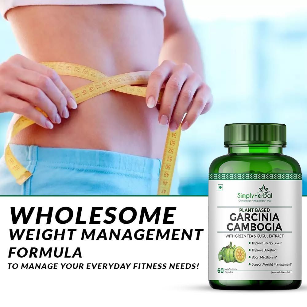 Simply Herbal Garcinia Cambogia 800mg | Green Tea & Guggul Extract | 60 Veg Capsules