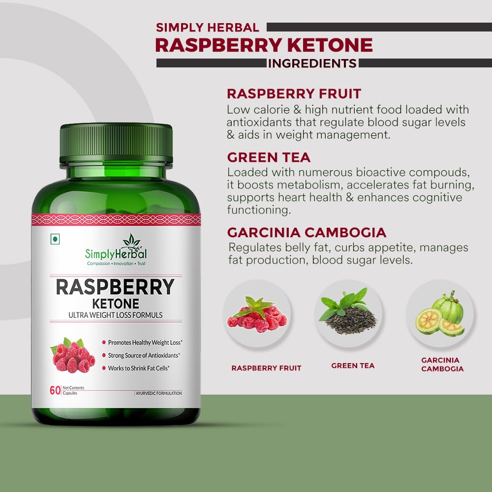 Simply Herbal Raspberry Ketone Fruit Extract 800mg | 60 Capsules