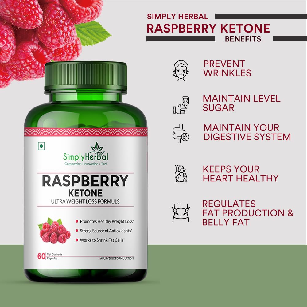 Simply Herbal Raspberry Ketone Fruit Extract 800mg | 60 Capsules