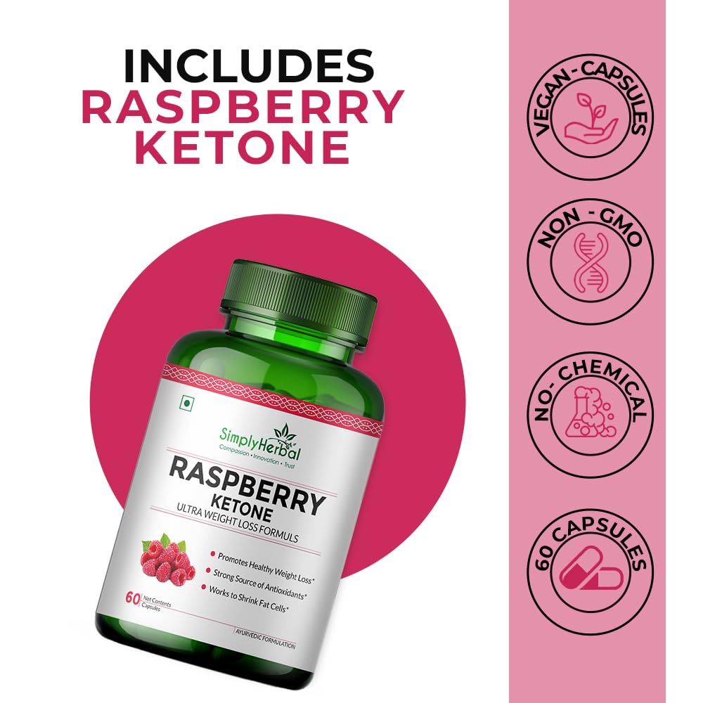 Simply Herbal Raspberry Ketone Fruit Extract 800mg | 60 Capsules