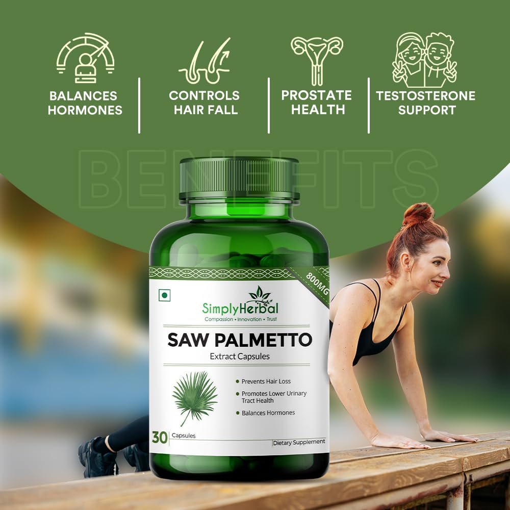 Simply Herbal Organics Saw Palmetto | 800mg | 30 Veg Capsules