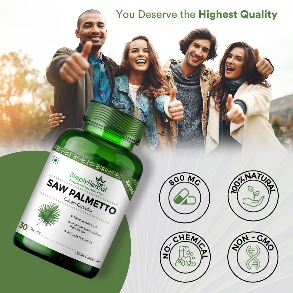 Simply Herbal Organics Saw Palmetto | 800mg | 30 Veg Capsules