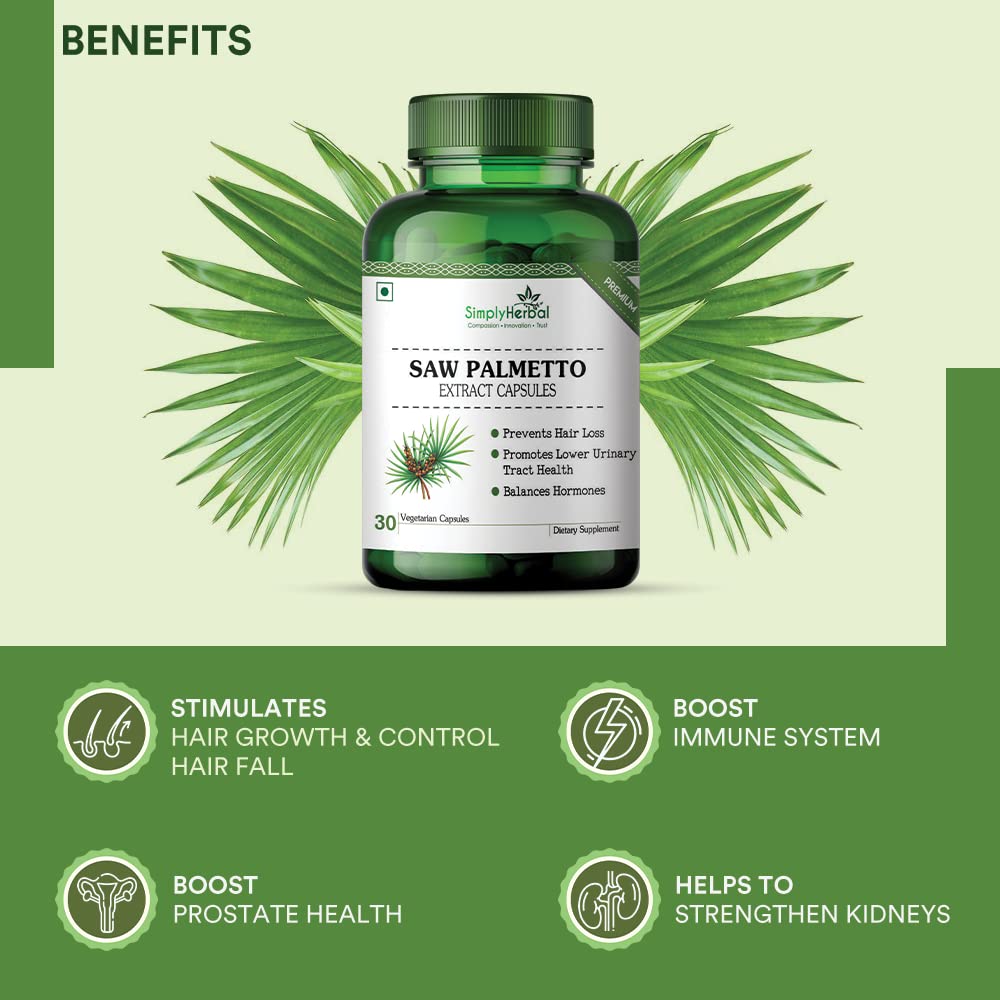Simply Herbal Organics Saw Palmetto | 800mg | 30 Veg Capsules
