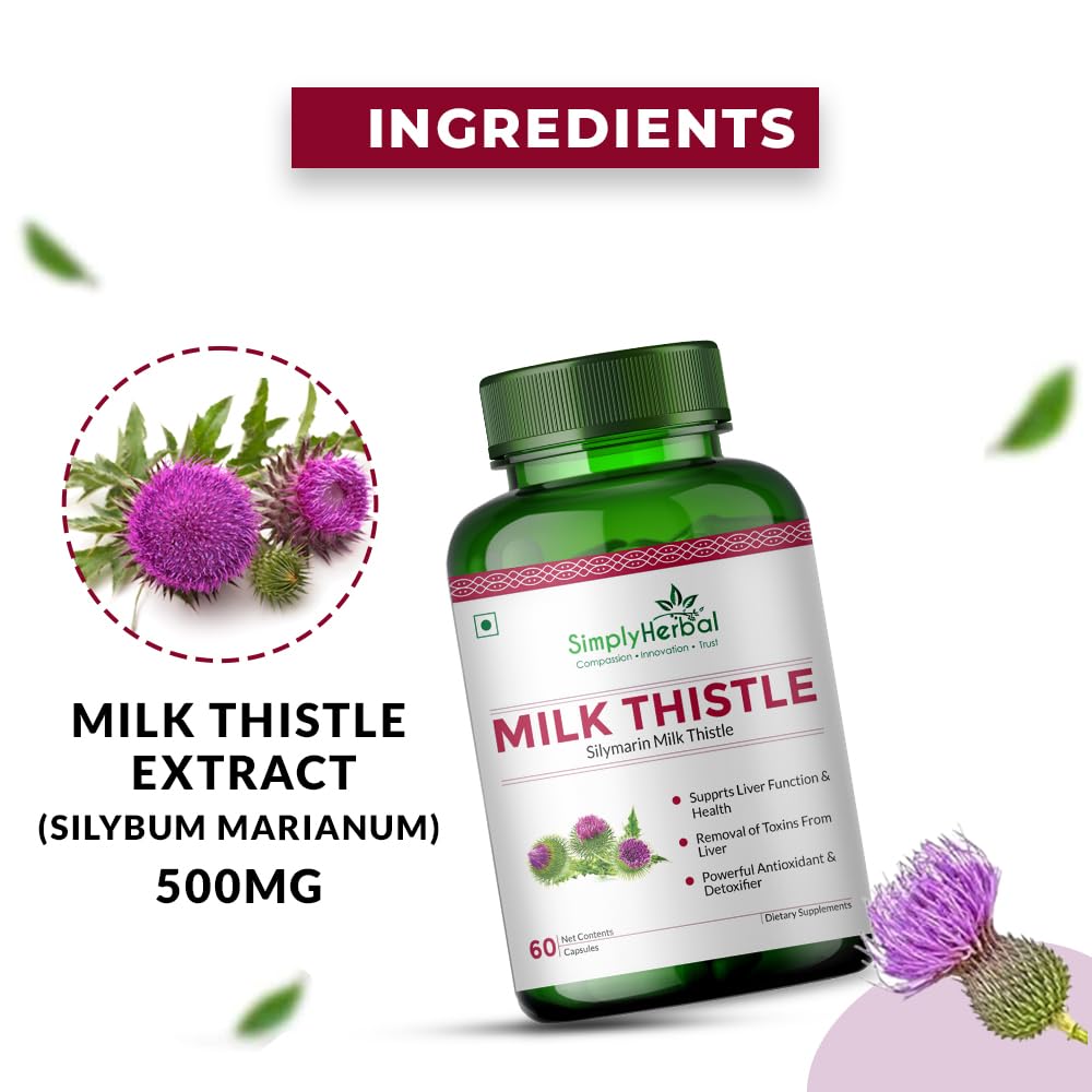 Simply Herbal Milk Thistle Extract | Silymarin (Marianum) | 60 Capsules
