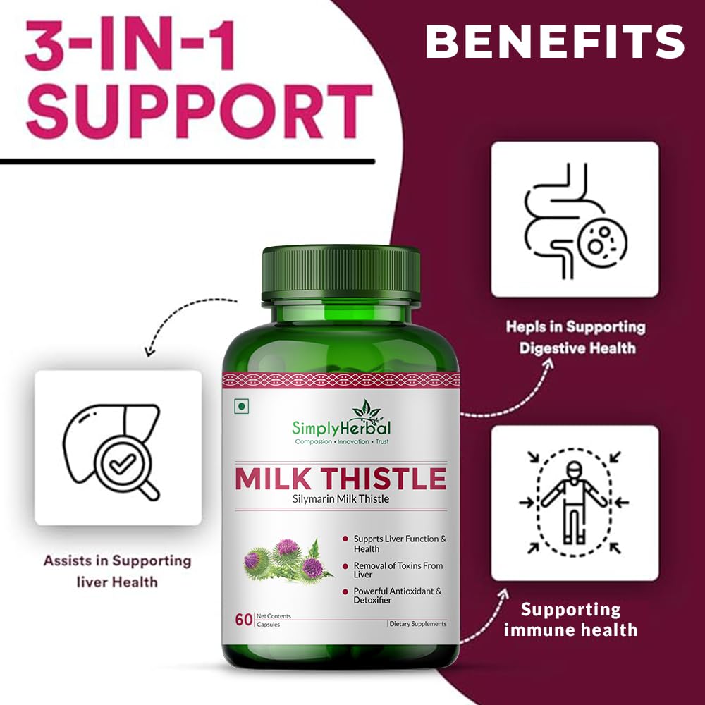 Simply Herbal Milk Thistle Extract | Silymarin (Marianum) | 60 Capsules
