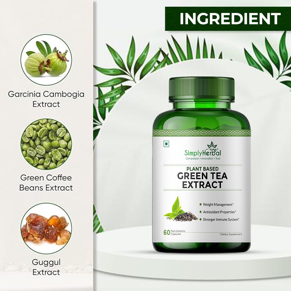 Simply Herbal Green Tea Extract Formula | 500mg | 60 Veg Capsules