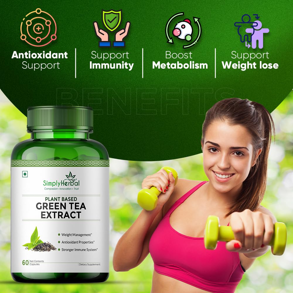 Simply Herbal Green Tea Extract Formula | 500mg | 60 Veg Capsules