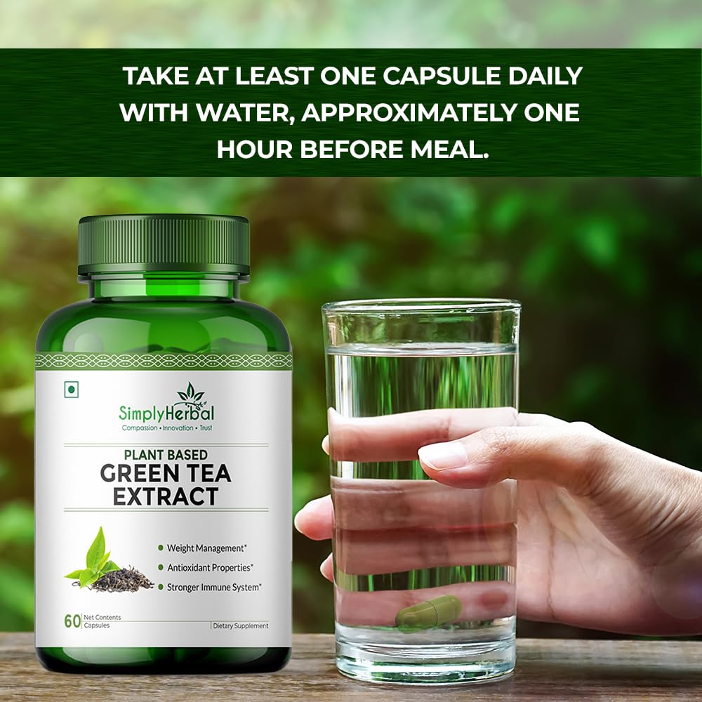 Simply Herbal Green Tea Extract Formula | 500mg | 60 Veg Capsules