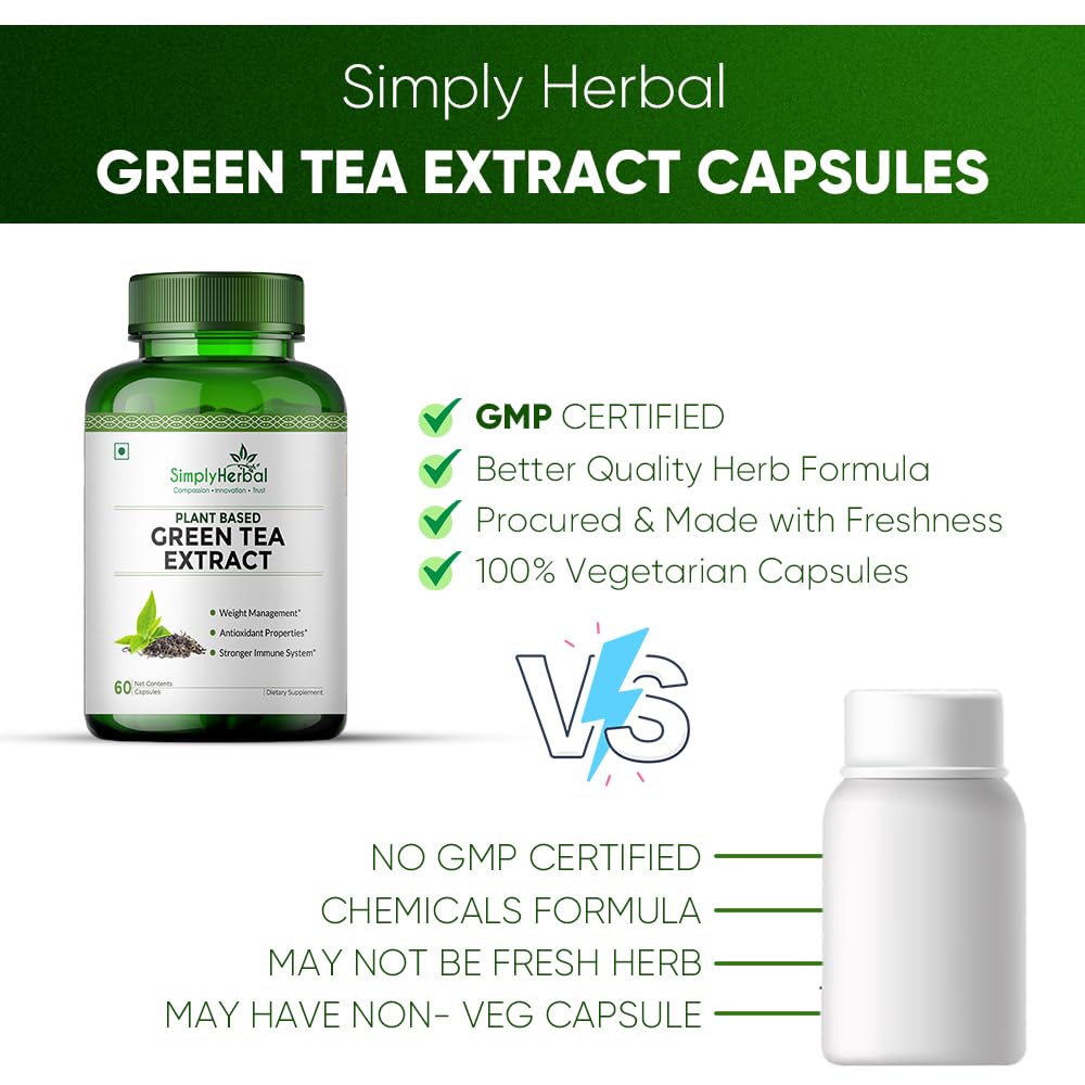 Simply Herbal Green Tea Extract Formula | 500mg | 60 Veg Capsules