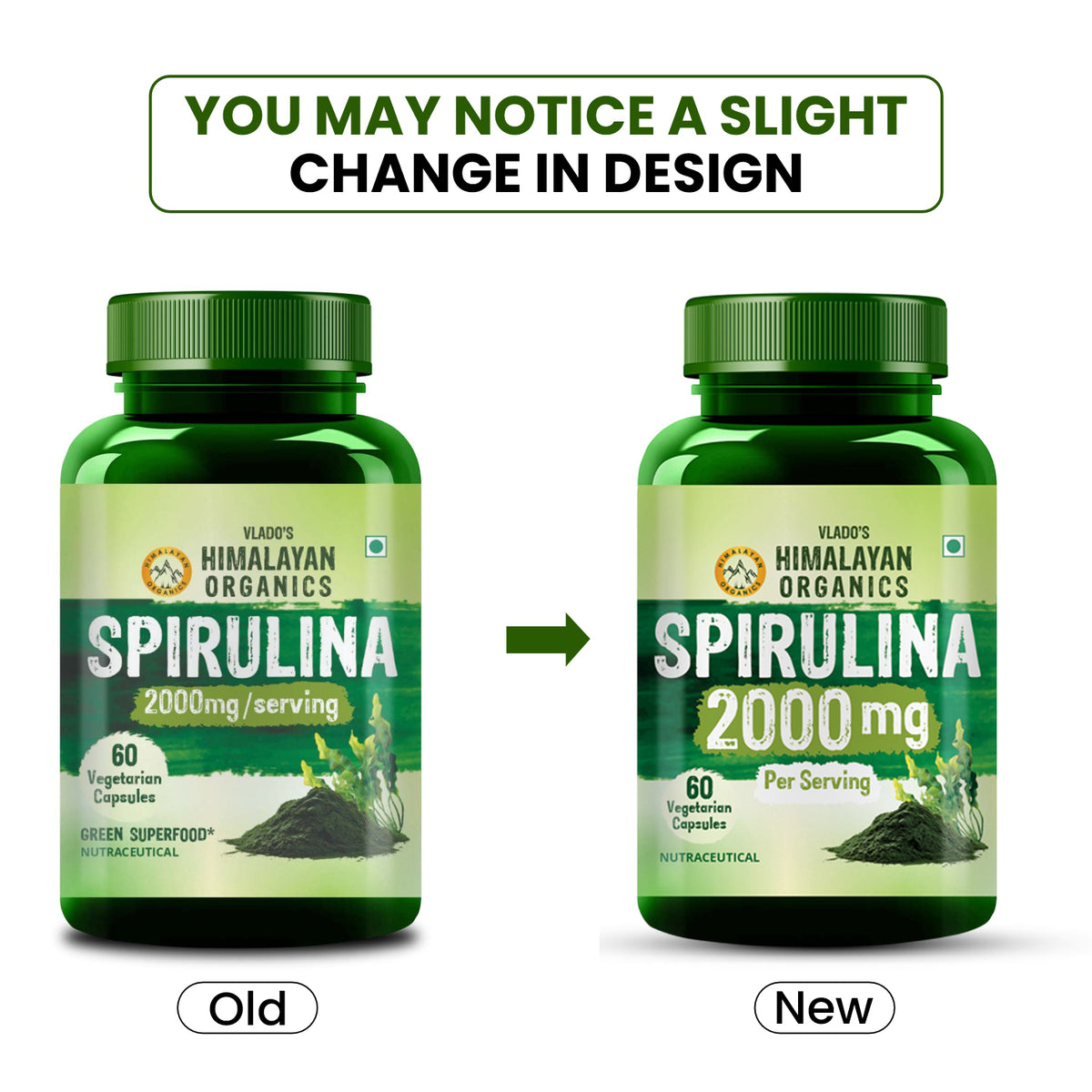 Vlado's Himalayan Organics, Spirulina, 2000mg - 60 Veg Capsules